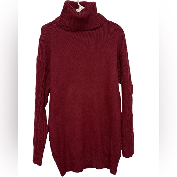 Princess Polly Bonington Burgundy Sweater Mini Dress Turtle Neck Long Sleeve S/M - Picture 7 of 14